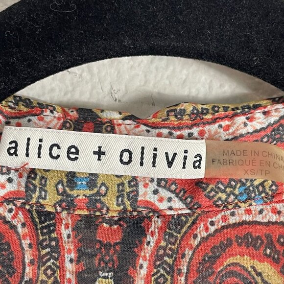 Alice + Olivia Womens XS Paisley Sterling Half Placket Tunic Top Long Sleeve - Picture 4 of 12